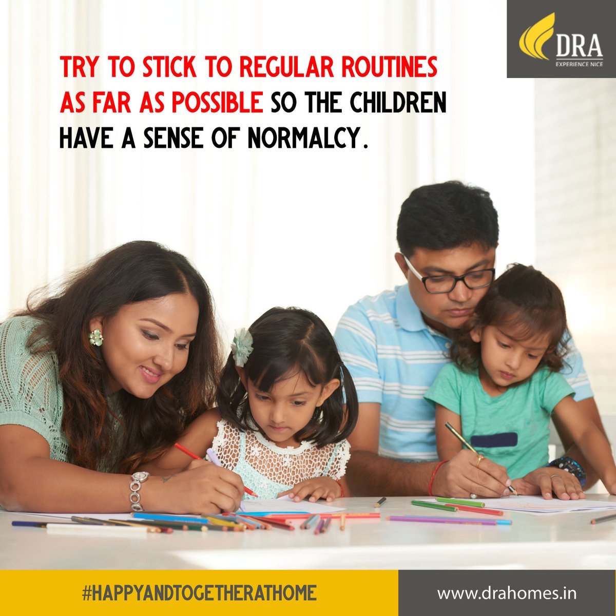 Tip 2: Engage the children with their regular routines which would keep them away from the current unsettled situation. #HappyAndTogetherAtHome  #StayPositive  #StayHome    #kidsInLockdown  #ExperienceNice  #kids  #parents