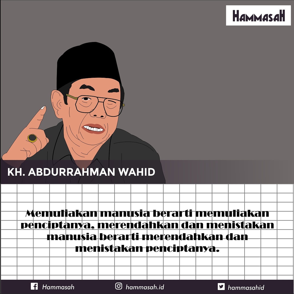 hammasahid's tweet photo. Memuliakan manusia berarti memuliakan penciptanya, merendahkan dan menistakan manusia berarti merendahkan dan menistakan penciptanya.
.
#hammasah #quotes #islam #ngaji #gusdur #gusdurian #jatim https://t.co/JrMIZ3lrRc