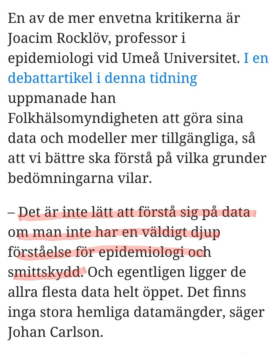 fredsskadad's tweet photo. Från dagens DN. Rena härskartekniker! Vi ska inte ifrågasätta experterna. Vi ska bara sitta tyst i den sjunkande båten. Tom experter såsom @JoacimRocklov blir nedtryckta! #coronavirussweden #COVID19sverige #COVID19SWEDEN https://t.co/0ymb6r7uPv
