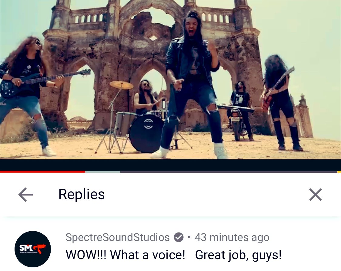 gatcofficial's tweet photo. Wow! #spectresoundstudios commenting on our video is a pretty cool thing! 
#rocknrollisheretostay #gatc #girishandthechronicles https://t.co/EfWD8pNMMf