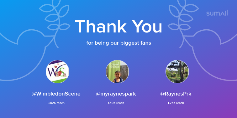 Our biggest fans this week: WimbledonScene, myraynespark, RaynesPrk. Thank you! via sumall.com/thankyou?utm_s…