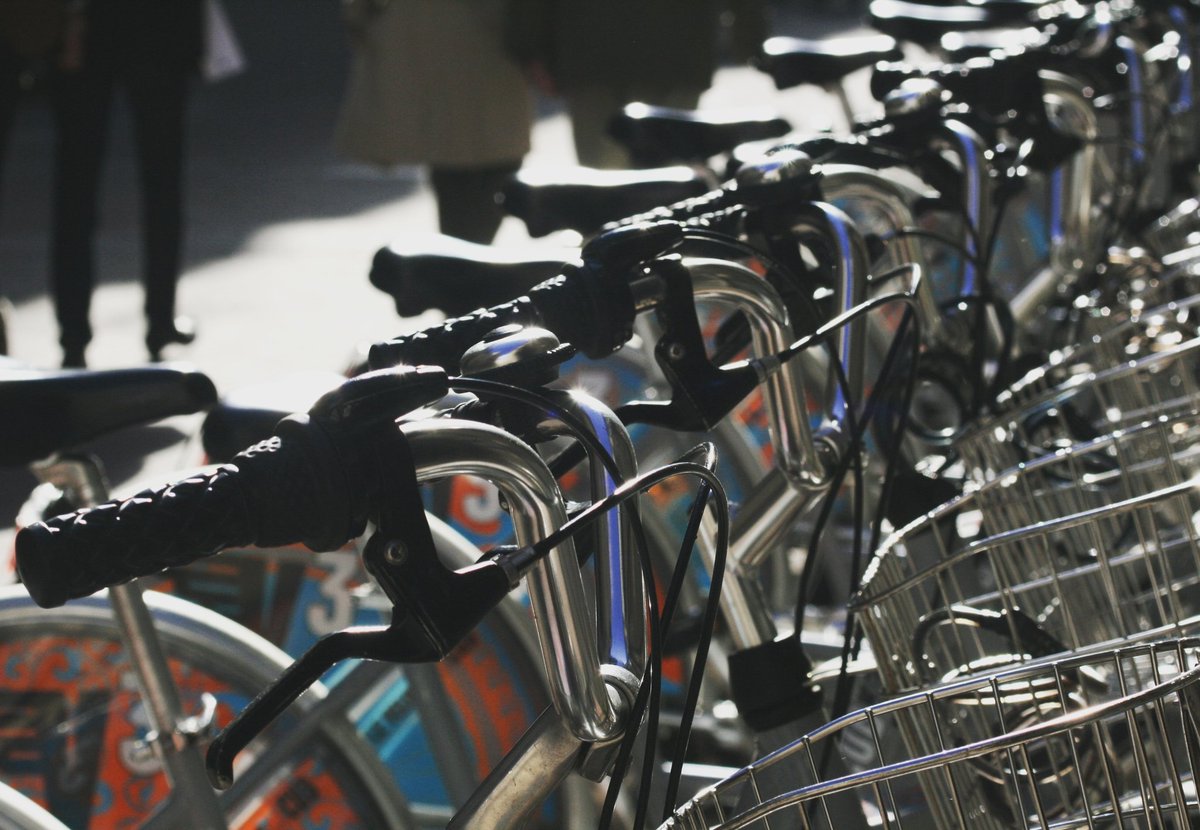 invisiblebx's tweet photo. Lockdown period archive photo #12: a neat row of #V3/#VCub bikes docked, awaiting their next customers, rue des Trois-Conils in central #Bordeaux. https://t.co/ZSZAXIMHaq