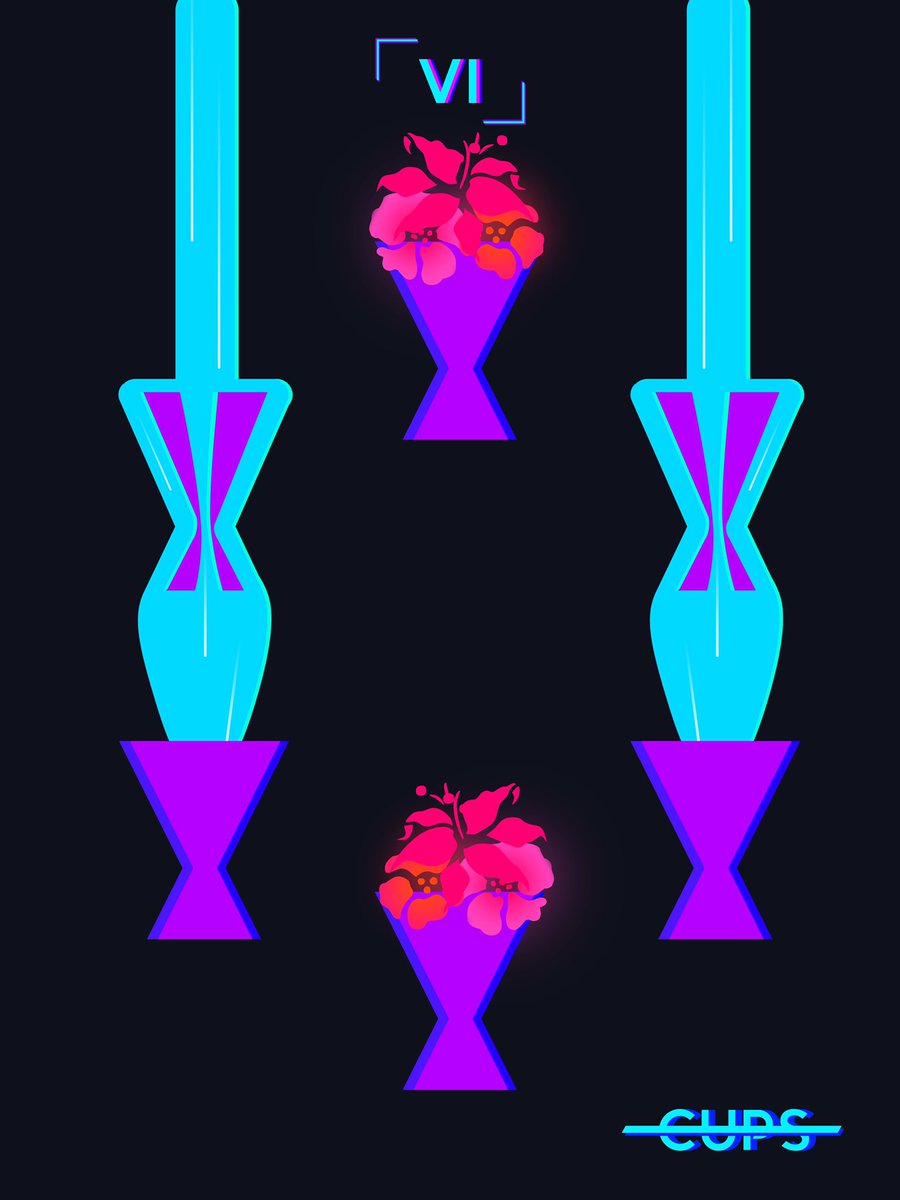 Blossoms. Water. Days 5&6 of the #DechartGames April Art Challenge. Kinda really embracing the vaporwave tarot thing. Six of Cups, of the Suit of Cups which represents water, and the youthful, playfulness of spring. Cross-posted to insta. #vaporwave #art #design #tarot #sixofcups