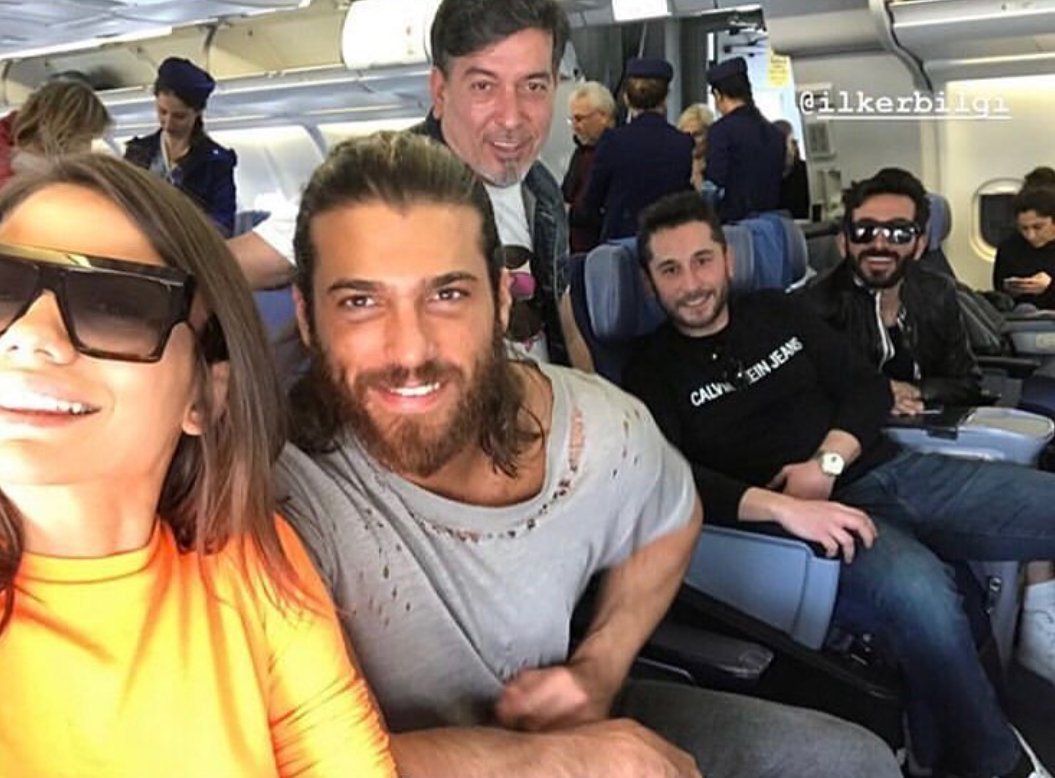 First pic we got from Beirut's trip, all together, in the same planeCD sitting next to each other like a coupleThe best selfie we've ever got to see   #CanYaman  #DemetÖzdemir