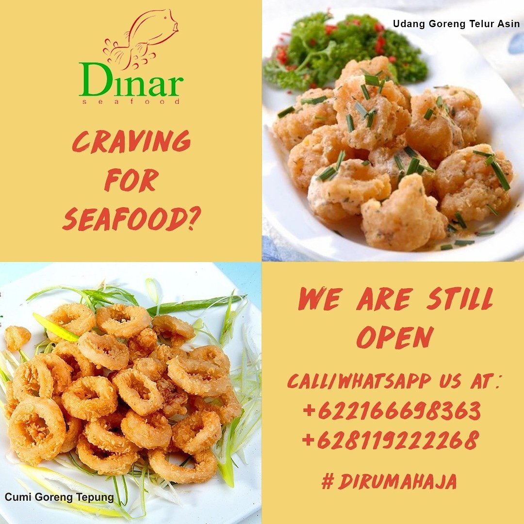 DinarRest's tweet photo. Cobain menu seafood kita yuuk di Dinar Seafood.
Pasti bikin nagih deh, ayo buruan pesan ya ! Dan biar kami yang antar kamu #DirumahAja 

#seafood #makanseafood #delivery #kuliner https://t.co/t2Vr8obEqX