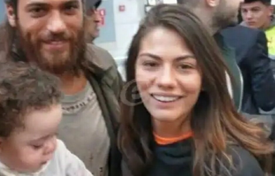 First pic together from the airport, with a baby #CanYaman  #DemetÖzdemir