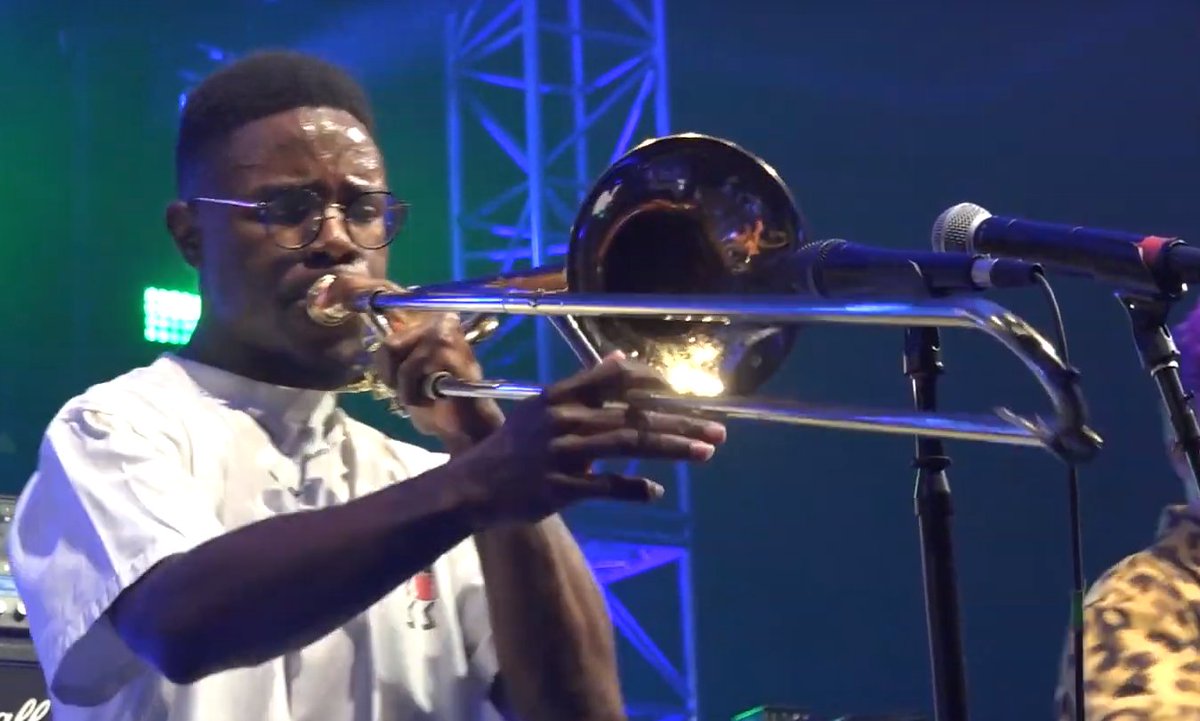 I never ever thought I& #39;d hear a sick ass trombone solo during my shiny teeth and me, trumpet solo neither
