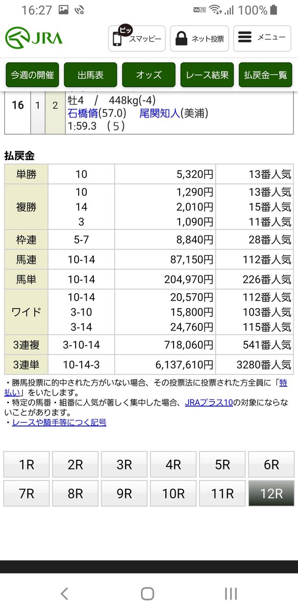 アキラー 土下座 タイキダイヤモンド単勝大当たり 53倍のfoo 今日の競馬は大勝 てか中山12rの荒れっぷりやべぇな