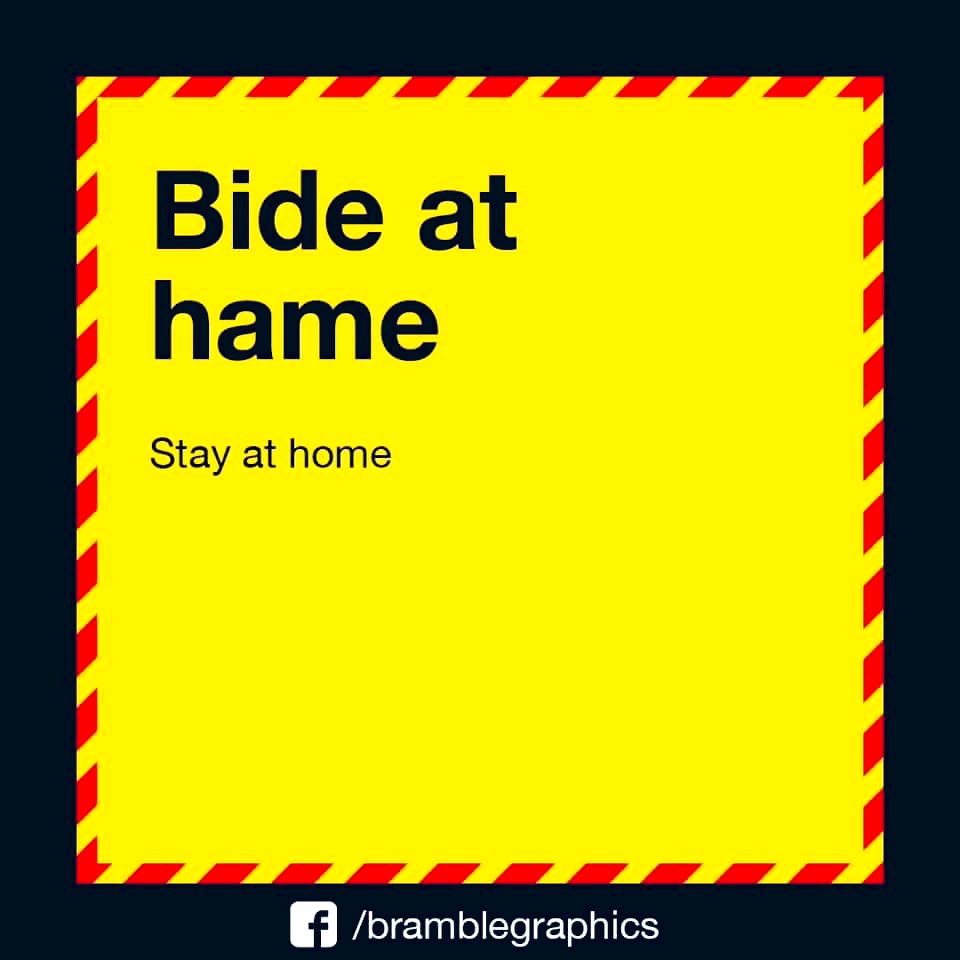 JMScotAmb's tweet photo. Keeping the spirits high, here is some fine advice to help keep safe during the #coronavirus #covid19 outbreak in the north easts finest #Doric. As they say “Fit ye need to dee” #Aberdeen #Aberdeenshire https://t.co/ec55iHhGSA