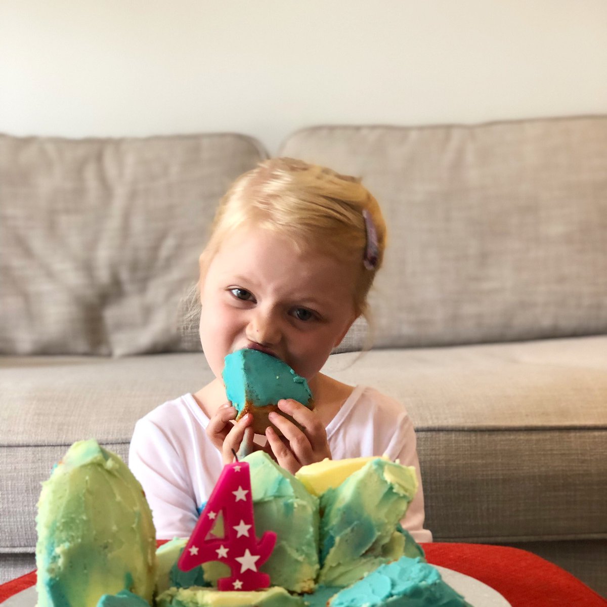 Miss turned 4 yesterday. Best part of the day was the out of sync, off tune but heartfelt birthday song via global zoom chat with friends &amp; fam