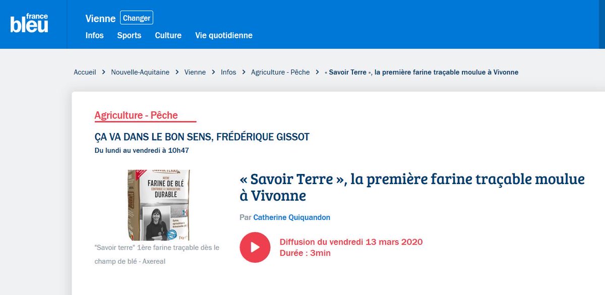 _AXEREAL's tweet photo. 📻 A réécouter sur @Bleu_Poitou 

Antoine Sicard, Directeur du Moulin de Vivonne #Axiane, présente la démarche Savoir Terre et sa traçabilité du champ au consommateur. 

🙏 Merci à nos adhérents pour leur engagement dans la #ProductionDurable

👉 https://t.co/OSr3pIg7PA https://t.co/bea4Neskie
