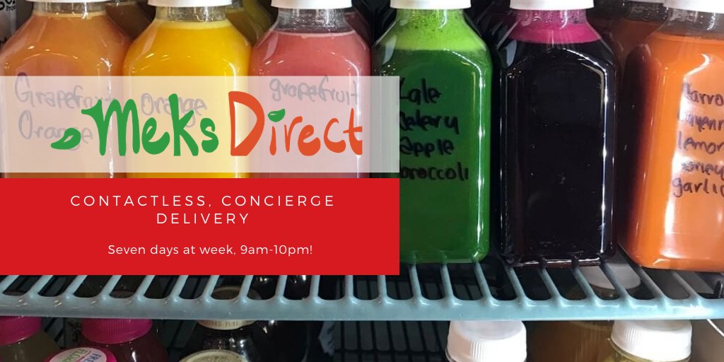 Introducing MeksDirect, seven days a week!  And yes, we'll deliver fresh pressed juices! ⁠OUR NEW NON-CONTACT DELIVERY &amp; CONCIERGE SERVICE! Visit our website to view all the fresh juice, food, &amp; groceries that you can now have delivered to your door. soo.nr/HHMc