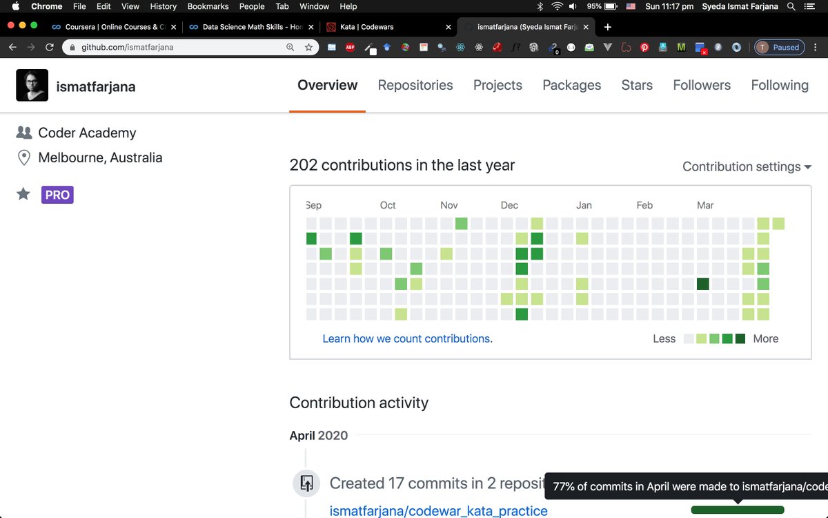 ismat_farjana's tweet photo. #day10 #100DaysOfCode #100DaysOfProgress
#regular #codewars #kata #solving
#coursera #DataScienceMathSkill #week4
#asusual #day https://t.co/d2YjhnL7Q1