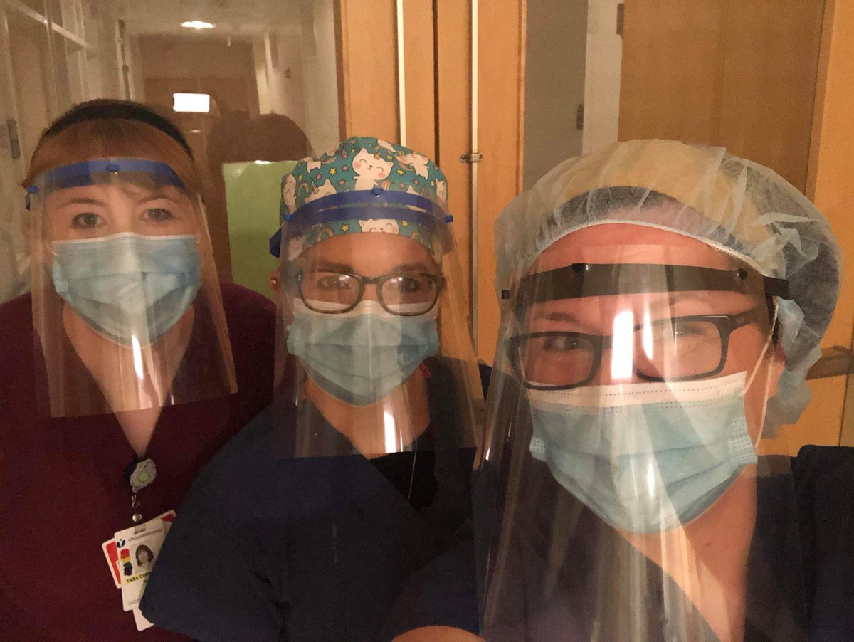 Keeping our Nurses safe. These ladies work at UMASS Memorial 👏👏👏. Through the efforts of our Tech Schools and 3D printing they can remain safe.