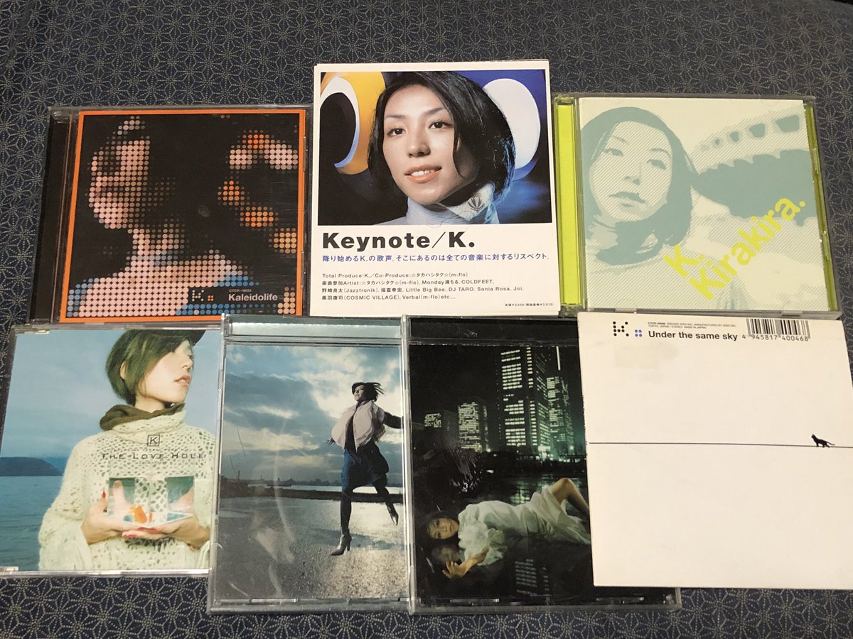 K.さんのCDは昔結構集めた。当時からプロデューサーに恵まれてると思ったけどブレイクはしなかったなぁ。好きな曲ホント多いんだけど。知らない人は聞いてみて欲しいです