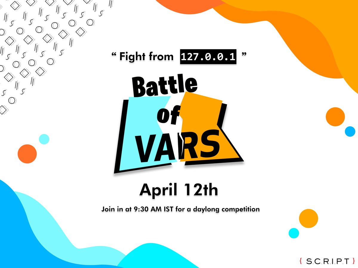 scriptgroup's tweet photo. https://t.co/Fn7slyG6z8
Battle of Vars, our online coding competition during the current lockdown situation is live!
#thescriptgroup #battleofvars #community #hackerrank #coding https://t.co/LY9MoGh9LR