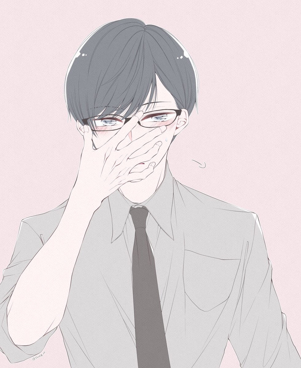 Twitter पर 蘭那 眼鏡男子らくがき 照れ顔