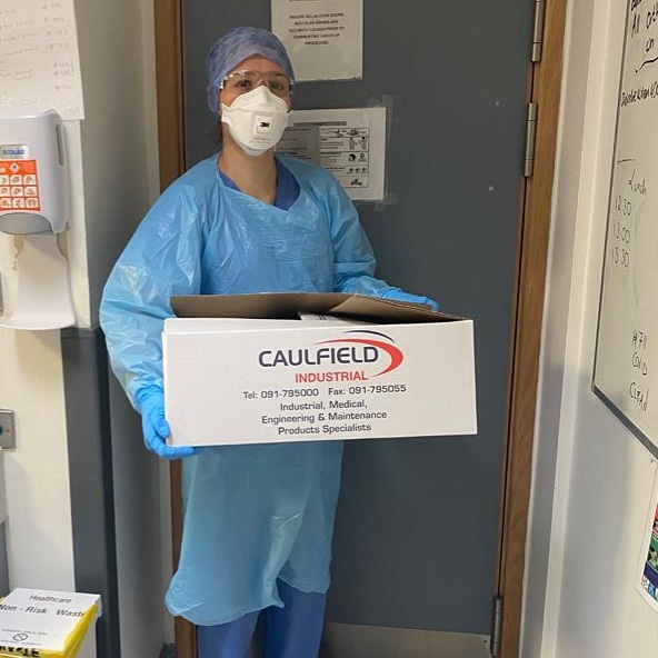 GerHerrick's tweet photo. Nice to see the goodwill from the community donating any available PPE. Much appreciated from all on #frontlinestaff #covid19 #Radiographers #GUH #galwayireland @carol_caulfield https://t.co/ZqXINO1I48