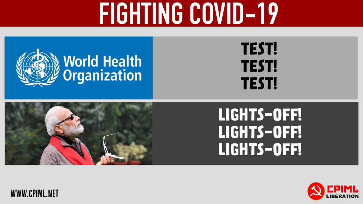 kumarmanmohan13's tweet image. #DocsNeedGear 
#HelpStrandedWorkers
#PMDoYourJob

जांच, जांच और जांच,
गरीबों को मिले राशन-भात.पंचायतों में बने क्वारंटाइन की जगह पर बुनियादी सुविधाएं बहाल करो
#RationDiyaKya #TestKaroNa