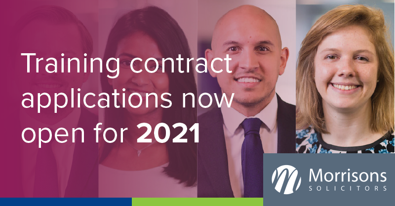 MorrLaw's tweet photo. Looking for a Training Contract in 2021? 
Our applications are now open and we are looking for the next generation of Lawyers to join our growing and ambitious firm - Find out more https://t.co/oojNL8Hxnu https://t.co/HHuuVPHO49