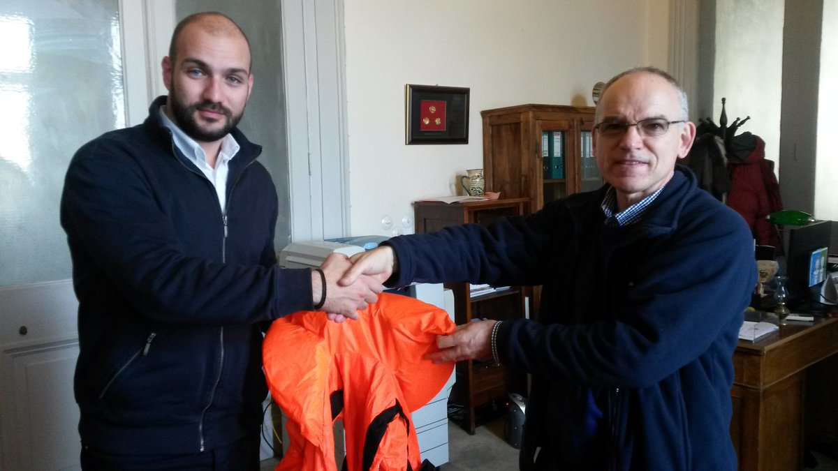 The life jacket was collected by Curator  @ArchaeoManc when he visited Lesvos in 2016. It was presented by Marios Andriotis on behalf of the Mayor of Mytilene. …https://thematiccollectingmanchester.wordpress.com/2016/12/06/collecting-for-life-a-refugees-life-jacket-from-lesvos-i/  #MMLifeJacket  #MMinQuarantine  #MMEncyclopedia