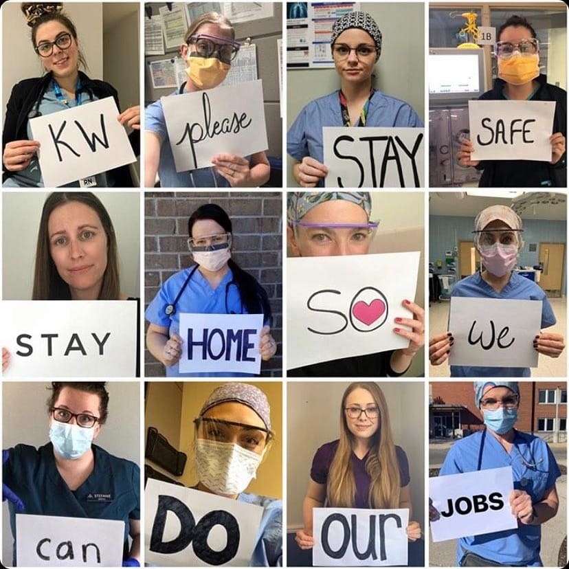 grhospitalkw's tweet photo. An important message from a few KW nurses at GRH, @StMarysGenHosp and long term care residences. #kwstayshome #COVID19Ontario

Thanks to GRH nurse, Cara, for sharing. View the original post here: https://t.co/z8MjFsQMe6 https://t.co/QYRvFXYaza