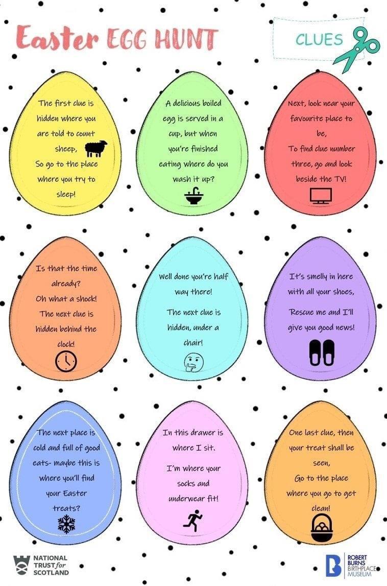 X 上的Jordanhill School：「Household Easter Egg hunt! Use these clues for an indoors egg hunt this Easter. https://t.co/c6EZRT2ZFS」 / X