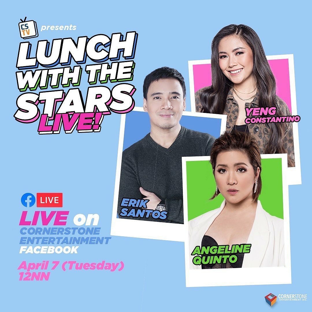 OMcruz's tweet photo. The fun never stops here at CSTV! Join your most loved Cornerstone Artists in a very special episode of CSTV “Lunch with the Stars”! Sabayan sila sa isang fun-filled kwentuhan at kainan!
#CSTVLive
#CSTVLunchWithTheStars
#CSTVPresentsLunchWithTheStar
#AngelineQuinto #ErikSantos https://t.co/dilOh9MgRF
