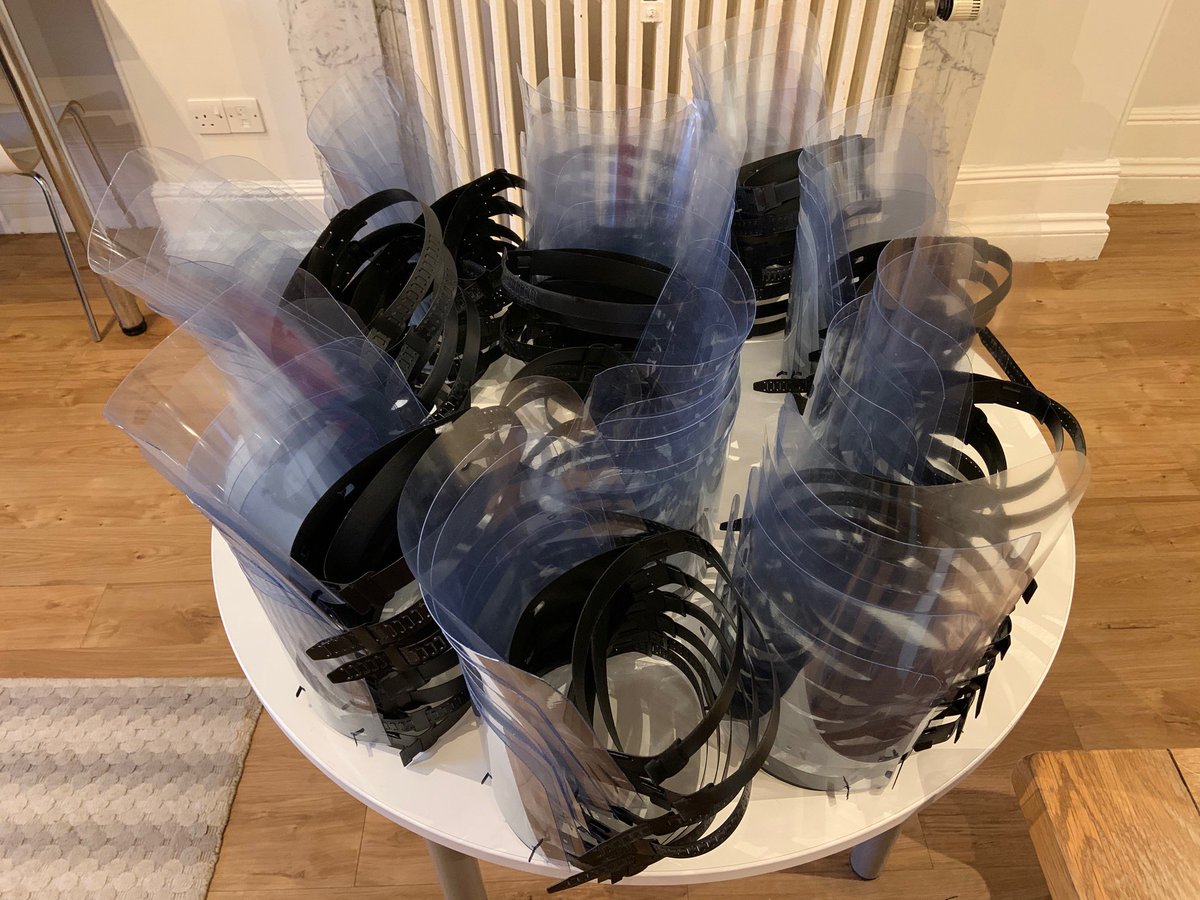 Truly fantastic job by our DT department &amp; <a href="/PlymColBoarding/">PlymColBoarding</a>  pupils who made 75 face shields yesterday. They’re being collected shortly to help our #NHSheroes. If anybody can supply sheets of thin PP and Acetate, approx 240 micron, please DM &amp; we will make more! #NHSThankYou