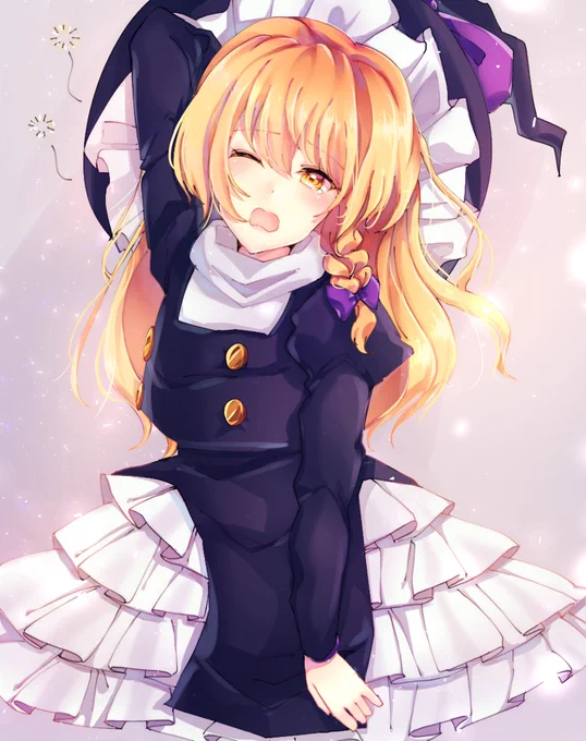 ある方と魔理沙ちゃんで線画交換しました〜誰と交換したか当ててみて下さい!!線画がどちゃかわだから楽しかった✌️ 