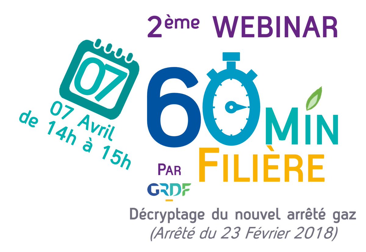 En cette période qui nous bouscule tous, pour rester proches de ses partenaires, GRDF Nord Ouest lance une série de #Webinars 60 Min Filière par #GRDF
Formats courts d’infos et échanges
RDV mardi 7 #cegibat décryptera le nouvel arrêté gaz 
 Inscription:me contacter en MP