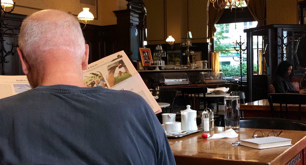 In Vienna, coffee drinking is an art. Cafés look like public living rooms. Cups are served on silver trays with a cup of water. You can find the same faces every Sunday, reading their newspapers & baristas memorize your order.