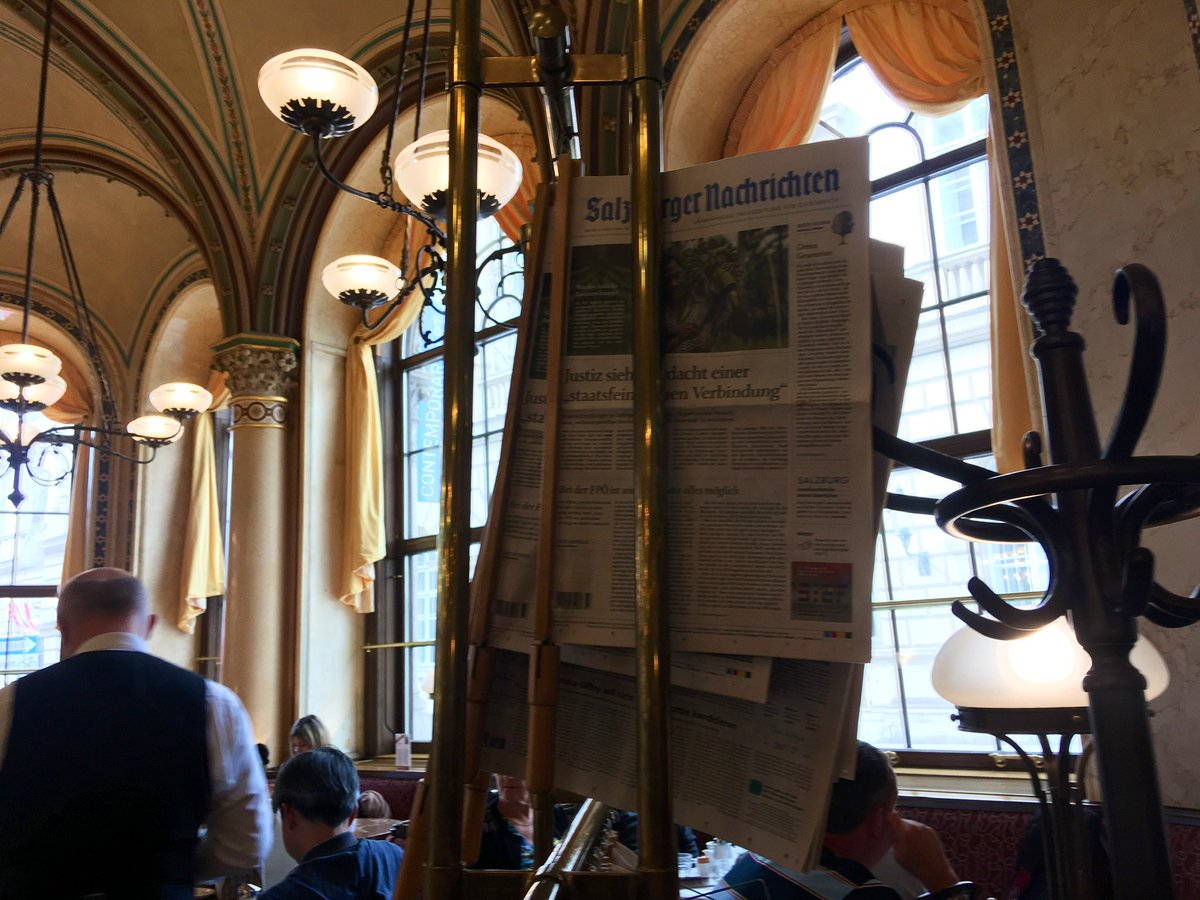 In Vienna, coffee drinking is an art. Cafés look like public living rooms. Cups are served on silver trays with a cup of water. You can find the same faces every Sunday, reading their newspapers & baristas memorize your order.