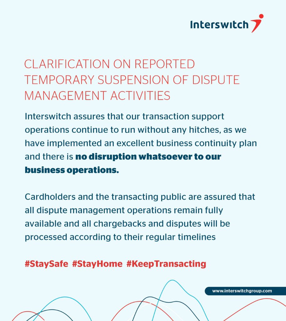 InterswitchGRP's tweet photo. Our attention has been drawn to series of misleading information recently circulating through SMS notifications and online/offline. Please note Interswitch's factual position: https://t.co/lku63sAE0v
