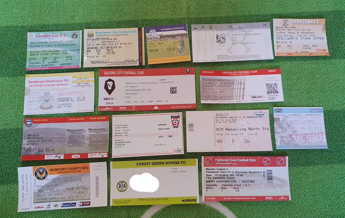 Tickets of other grounds I've visited that were/ are now part of the 92.