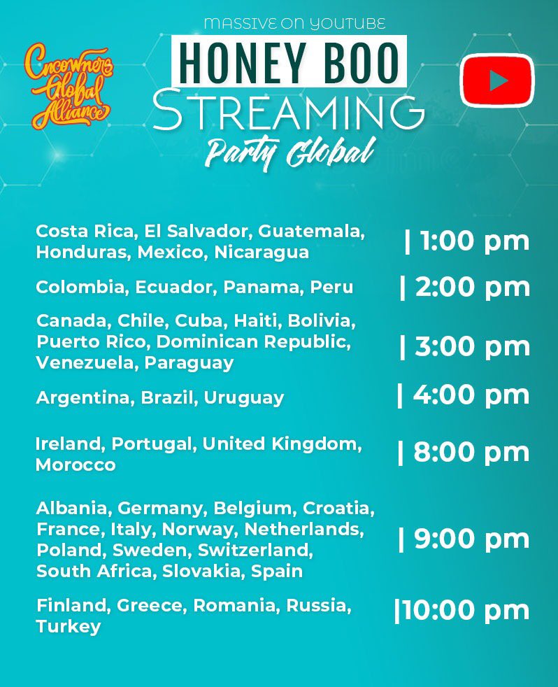 cncownersga2's tweet photo. CNCOwners! Hagamos reproducción masiva, este es el horario para los países mencionados.
#HoneyBooStreaming + tu país
•
CNCOwners! Let's do mass reproduction, this is the schedule for the mentioned countries. #HoneyBooStreaming + country
3:00pm MIAMI @CNCOmusic @NattiNatasha https://t.co/hFnEX0MMeU