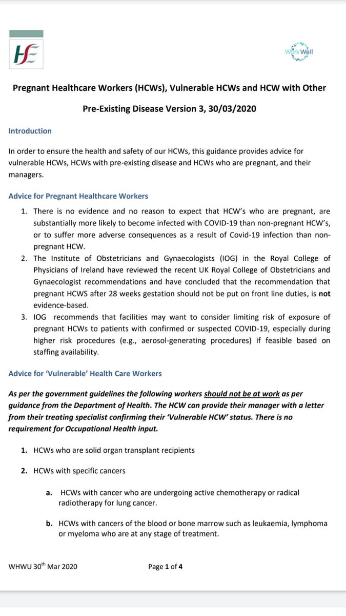 SmithMichelleL's tweet photo. @RCPI_ObsGyn @climurphy Should we anticipate that the @HSELive will update their guidance based on this? This is the current recommendation by HSE where pregnant women are not considered vulnerable. https://t.co/b5wszxVaSw