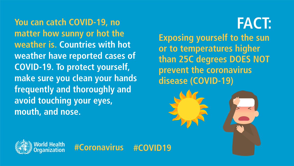 FACT: Exposing yourself to the  or to temperatures higher than 25C degrees DOES NOT prevent  #COVID19.  #coronavirus  #KnowTheFacts
