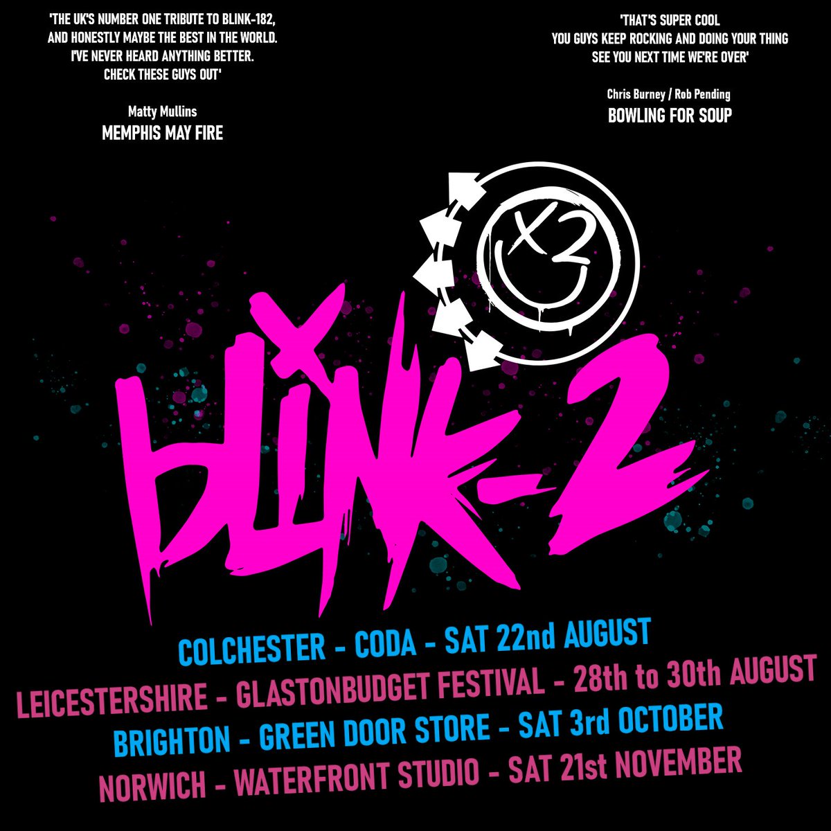 blink2tribute's tweet photo. Last night Norwich we're asking "Where are yaaaooouuu?"
But, after moving things around (our balls) and a lot of dick jokes, we've put together some fun things for a little later in the year - We want to see you there 🧡🔥🤟

Till then stay safe - See you at a show 😝 #blink182 https://t.co/abROb9baOB