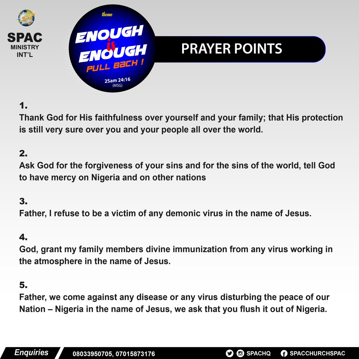 SPACHq's tweet photo. #ProphetAdegboyega
#SpacIsConcerned #HelpInTimesOfNeed
#EnoughIsEnough #PullBack
#DivineIntervention #PrayerForNigeria
#PrayerForTheNations
#April5Service https://t.co/ST7XWsZzam