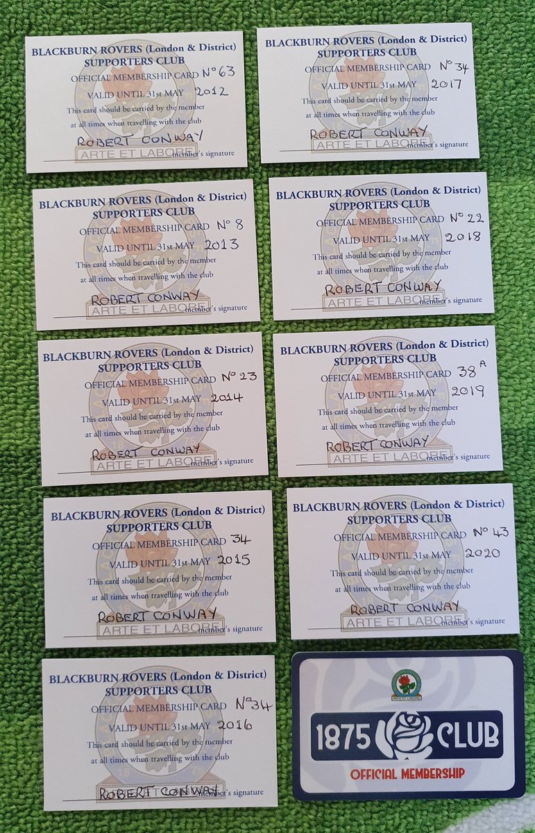 Other Blackburn home & aways plus my membership cards for the London supporters branch.