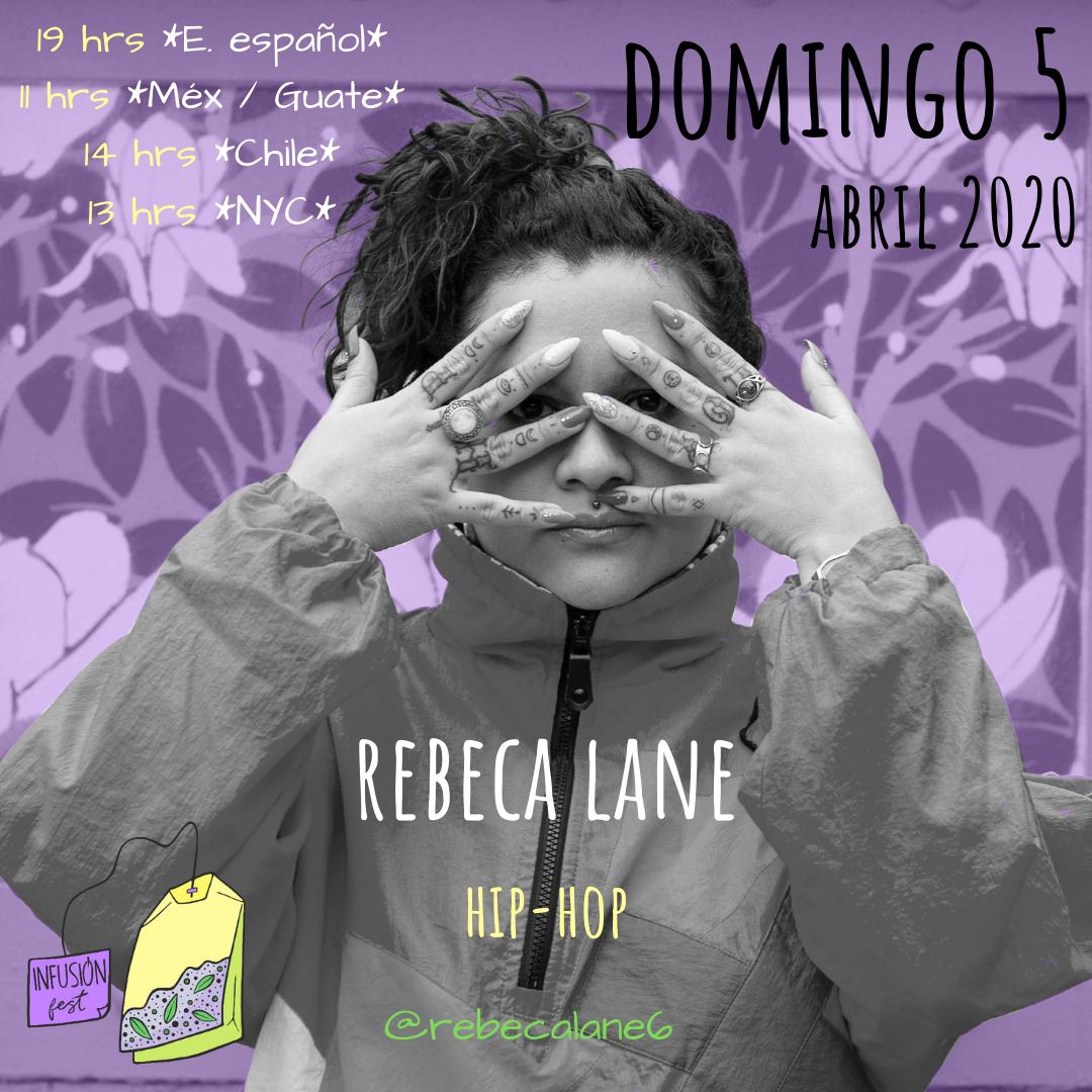 mujeresdeguate's tweet photo. Hoy en #infusionfest podremos inspirarnos con la talentosa rapera @RebecaLane6 y toda la fuerza de la lírica poética y feminista que dedica a la liberación de la opresión sobre nuestros cuerpos.
La cita es en su canal de IG a las 19 hrs en España/ 11 hrs #Guatemala. https://t.co/1XBxKCzshJ