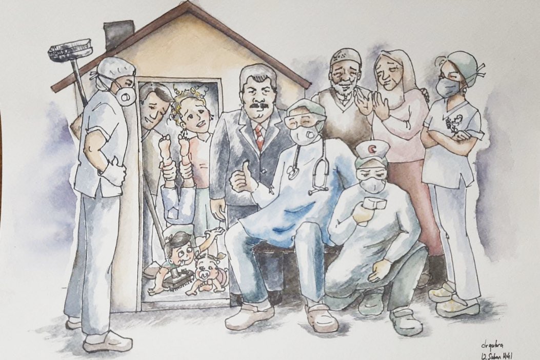 “Özgür değiliz, Cuma namazı kılamıyoruz. Öyle ise bu bir savaştır! Cephesi hastaneler, cephe gerisi evler ve yürekler olan bir savaş. Ve sağlık ordusu Çanakkale’deki gibi destan yazıyor.” 
Resim ve içerik: 
Dr. Kübra Şerefoğlu Çabuk
#EvdeKal