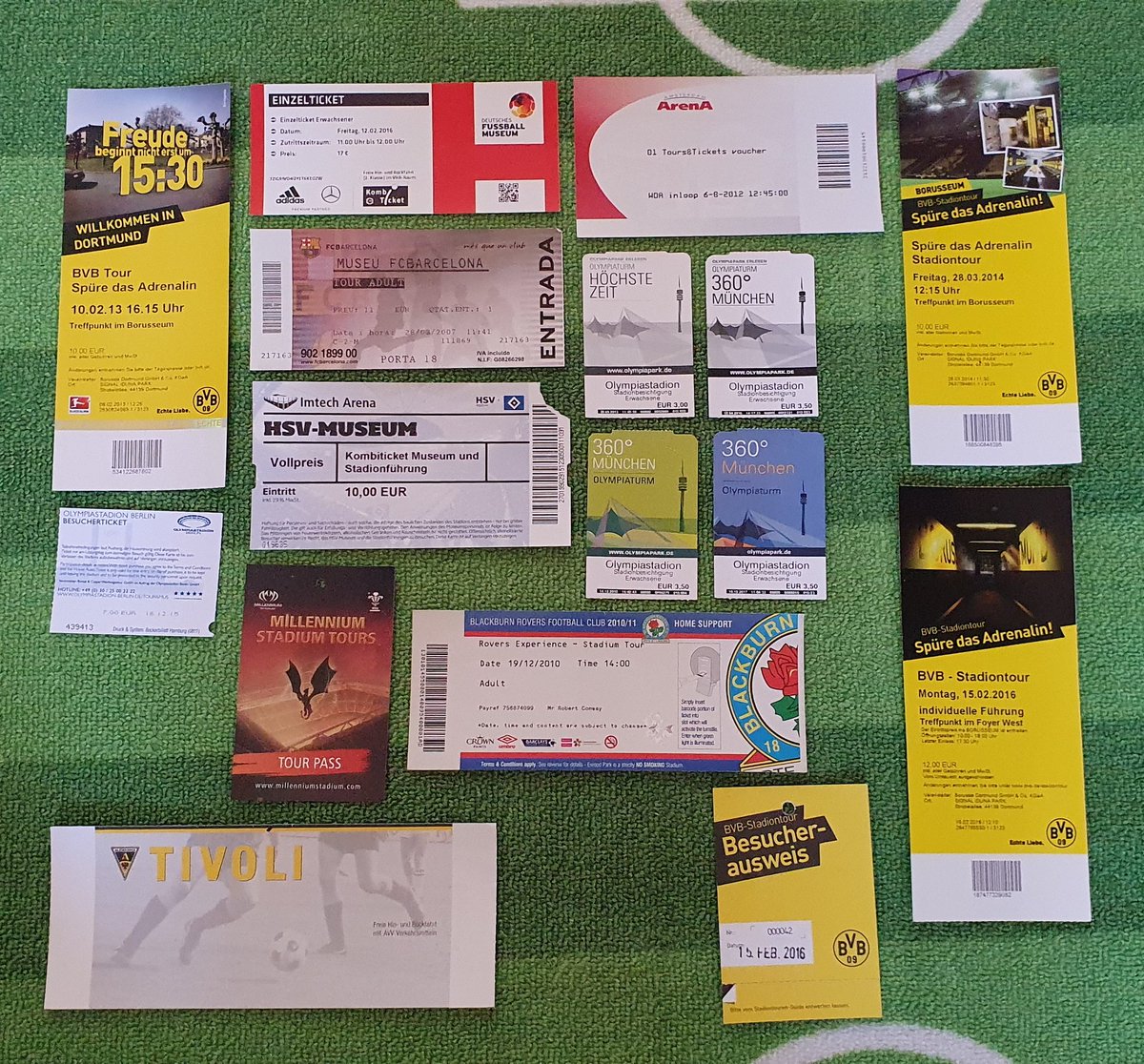 Tickets from stadium tours I've done, tickets from some special matches I've been to over the years as well as 5 tickets for matches I was aiming for but never took place!(Postponed/Rearranged or in NEC vs Rovers case not ever played at all)