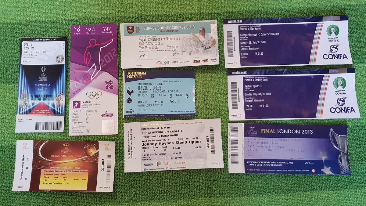 Tickets from stadium tours I've done, tickets from some special matches I've been to over the years as well as 5 tickets for matches I was aiming for but never took place!(Postponed/Rearranged or in NEC vs Rovers case not ever played at all)