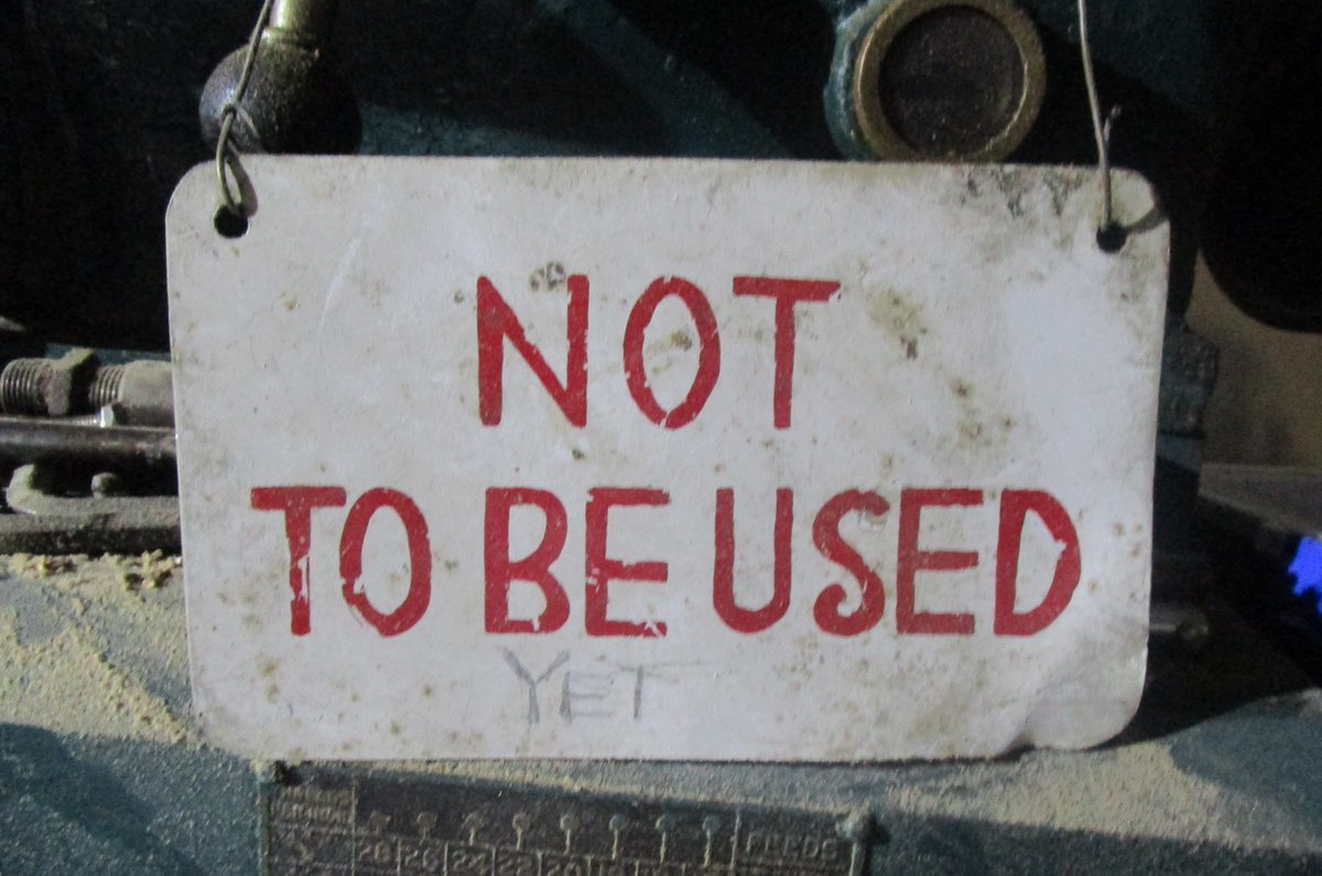pumphousemuseum's tweet photo. This notice hanging on one of the machines in our workshop seems strangely appropriate for the current situation - but the "yet" shows that we are thinking positively! We will be back...

#walthamstow #e17 #museumclosure #heritagemuseums #workshop #workshopmachine #machinery https://t.co/d6Hc2jetp6