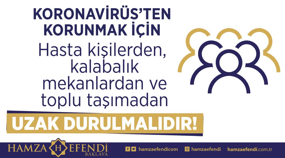 Koronavirüs'ten korunmak için hasta kişilerden, kalabalık mekanlardan ve toplu taşımadan uzak durulmalıdır!
🌐 hamzaefendi.com.tr