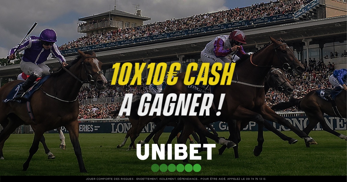 UnibetFrance's tweet photo. 🤑🐴 10 X 10€ CASH A GAGNER pour parier sur le Turf ! 

🥇 Qui remportera la Course R1C10 à 17h08 ce dimanche ? 

🔁 Pour participer ➡ RT + #CashUnibet + Pseudo https://t.co/s1tvzPr05K