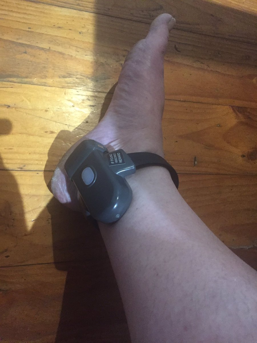 First, home detention mob wear a very clunky, heavy monitoring bracelet (see pic). This requires charging every 24 hours and can take up to two hours to charge. You must sit next to a power point for that whole time as the charger has a short cord.