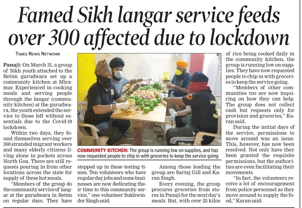 sukkhi's tweet photo. GOA SIKH YOUTH. have stepped up in these difficult times to open up to deliver the 'Langar' seva to the needey ones. Requesting one and all to contribute and donate any kind of provision/ration/grocery. People to contact - Sandeep Gill - 9657536238 / Karan Singh - 9823645350. https://t.co/y1idYfzIfF